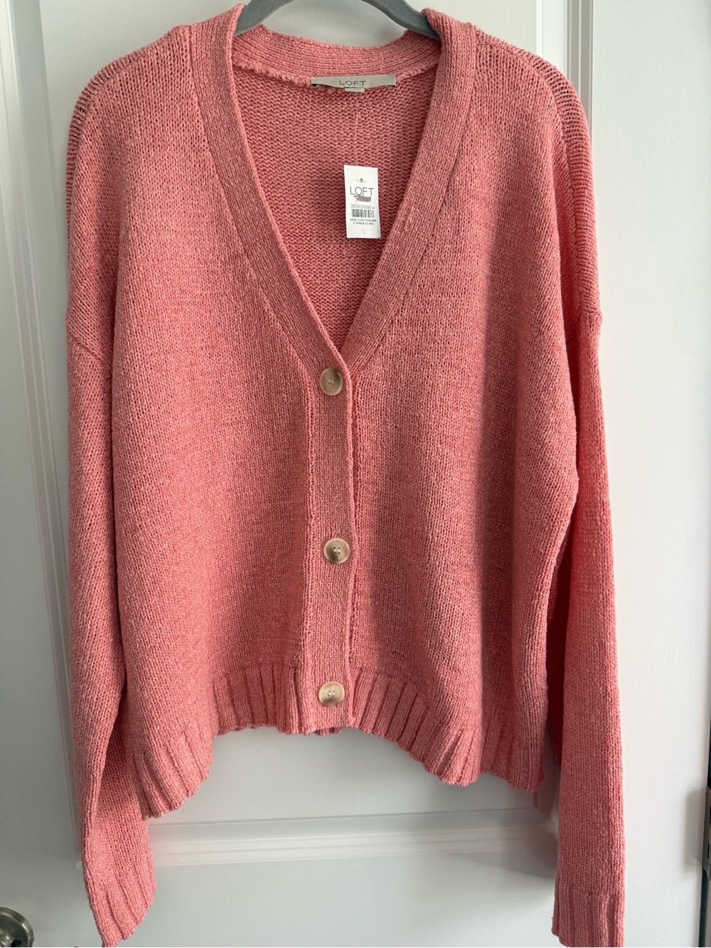 LOFT Coral V-Neck Button Front Cardigan Sweater